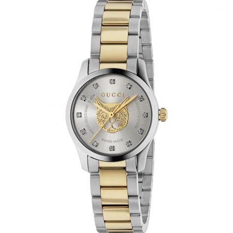 gucci two tone watch womens|Gucci g timeless cat watch.